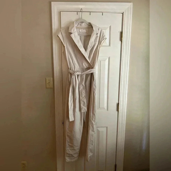 Anthropologie Eliza Ivory Utility Jumpsuit/Pantsuit size 10 - Picture 3 of 5